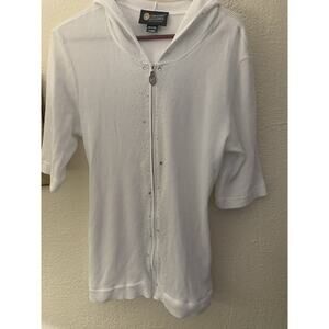 Christine Alexander Women's White Embellished Top Short sleeve XL Hoodie Blingy